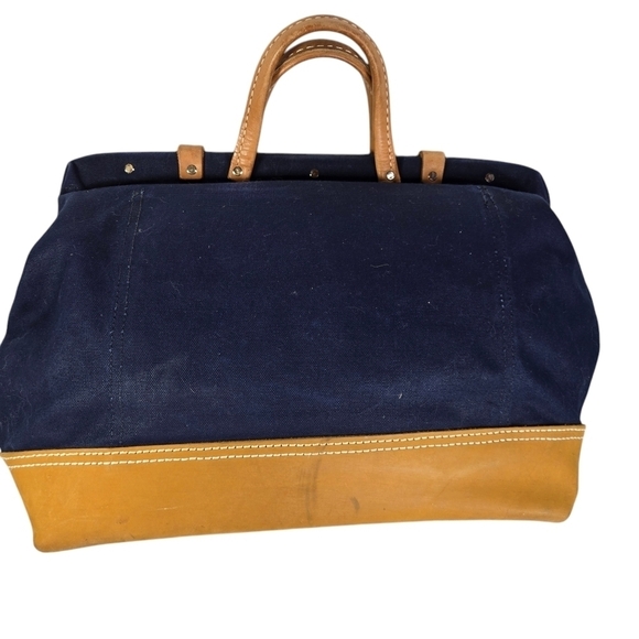 Heritage Leather Co Mason blue canvas leather doctor bag - Picture 2 of 11